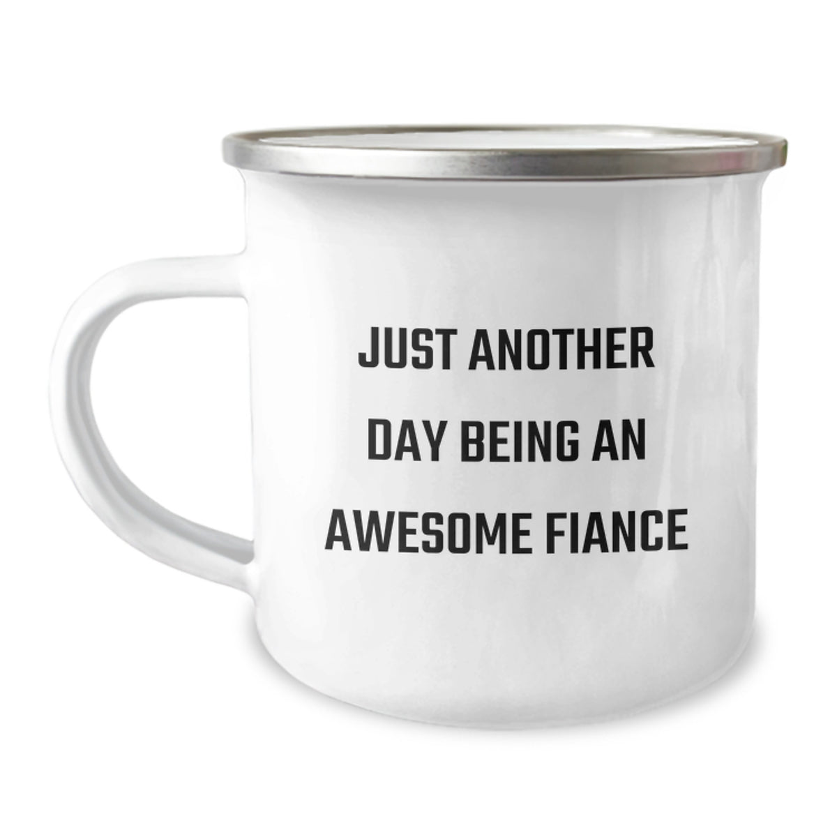 Funny Fiance Gifts for Him, Camping Mug with Just Another Day Being An Awesome Fiance Quote, Unique Gifts from Men to Fiance for Christmas - Image 1