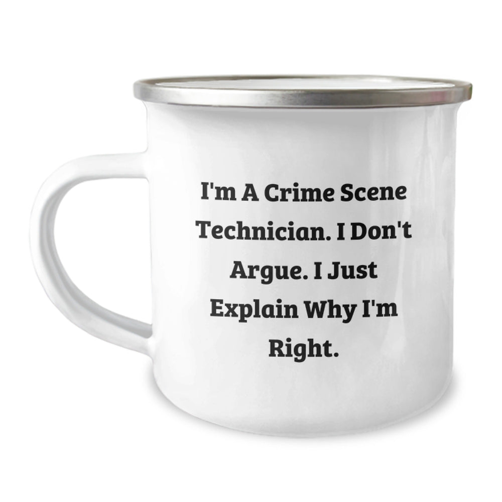 Funny Crime Scene Technician Christmas Unique Gifts for Men - 'I'm A Crime Scene Technician' Enamel Camping Mug, Perfect Holiday Present for Friends and Family - Image 1