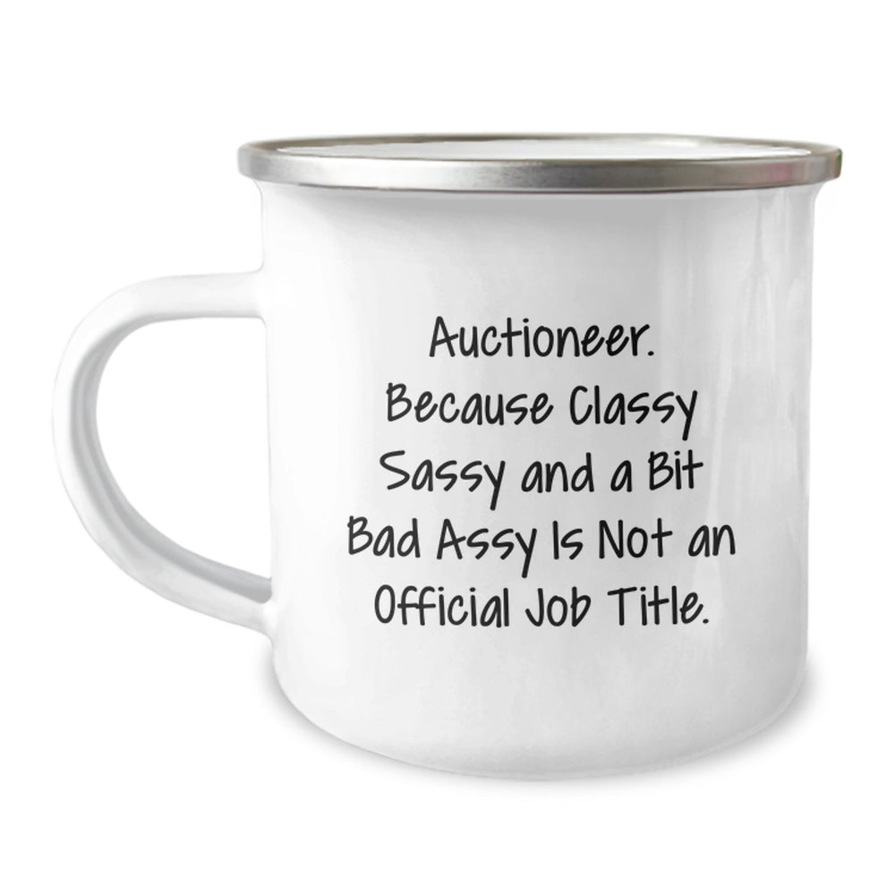 Auctioneer Gifts for Men - Stylish Camping Mug with Funny Quote - Gifts from Friends - Birthday Unique Gifts for Auctioneer - Image 1
