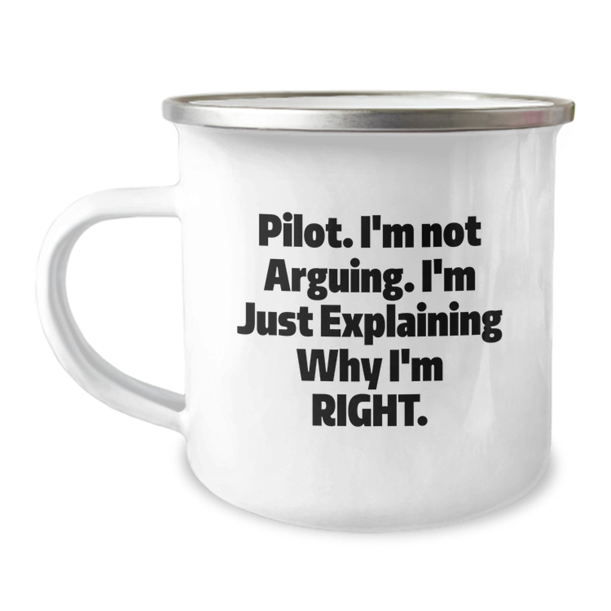Funny Pilot Gifts from Men to Friends, Camping Mug, 'I'm Not Arguing. I'm Just Explaining Why I'm Right.' - Image 1