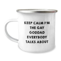 Load image into Gallery viewer, Funny Goddad Gifts for Him, Keep Calm Gay Dad Christmas Unique Mugs, 12 oz Stainless Steel Camping Mug - Image 1

