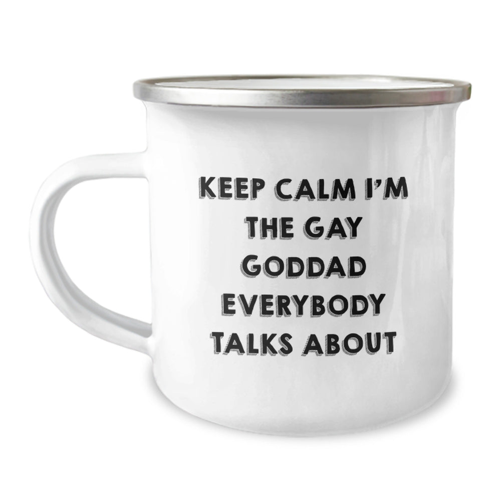 Funny Goddad Gifts for Him, Keep Calm Gay Dad Christmas Unique Mugs, 12 oz Stainless Steel Camping Mug - Image 1