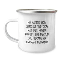 Load image into Gallery viewer, Aircraft Mechanic Inspirational Gifts from Men to Friends - Funny Aviation Quote on Enamel Camping Mug - Birthday Unique Gifts - Image 1
