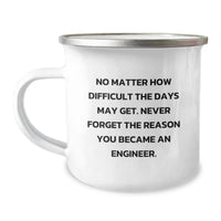Load image into Gallery viewer, Funny Engineer Gifts for Men Christmas Unique Presents from Family Friends Coworkers - &#39;Never Forget The Reason You Became An Engineer&#39; Camping Mug - Image 1
