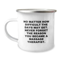 Load image into Gallery viewer, Massage Therapist Gifts Funny Camping Mug Never Forget The Reason You Became A Massage Therapist, Father's Day Unique Gifts for Massage Therapist Men, Gifts from Friends Family to Massage Therapist - Image 1