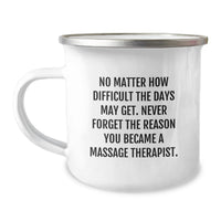 Load image into Gallery viewer, Inspirational Massage Therapist Gifts from Family for Camping Mug - Never Forget Why You Became One, Funny Quote for Dad on Father's Day Unique Gift for Massage Therapist - Image 1
