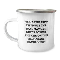 Load image into Gallery viewer, Oncologist Gifts Funny Quote - 'No Matter How Difficult', Valentine's Unique Gifts from Family to Oncologist Men, 12 oz Stainless Steel Camping Mug - Image 1