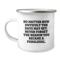 Load image into Gallery viewer, Paralegal Funny Camping Mug, Gifts from Family to Friends on Valentine's, Never Forget the Reason You Became a Paralegal. - Image 1