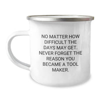 Load image into Gallery viewer, Tool Maker Gifts from Friends and Family, Camping Mug for Tool Makers on Christmas, Never Forget the Reason You Became a Tool Maker - Funny Quote - 12 oz Stainless Steel with Enamel Finish - Image 1
