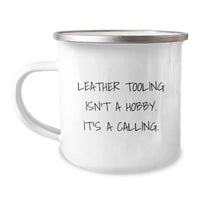 Load image into Gallery viewer, Leather Tooling Inspiration Gifts from Friends to Family Camping Mug, Valentine's Unique Presents for Men Women - Image 1