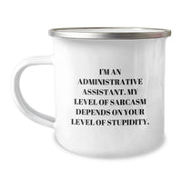 Load image into Gallery viewer, Funny Administrative Assistant Gifts for Valentine's, Sarcasm Quote Enamel Camping Mug, Gift from Friends to Colleagues, 12 oz Stainless Steel - Image 1