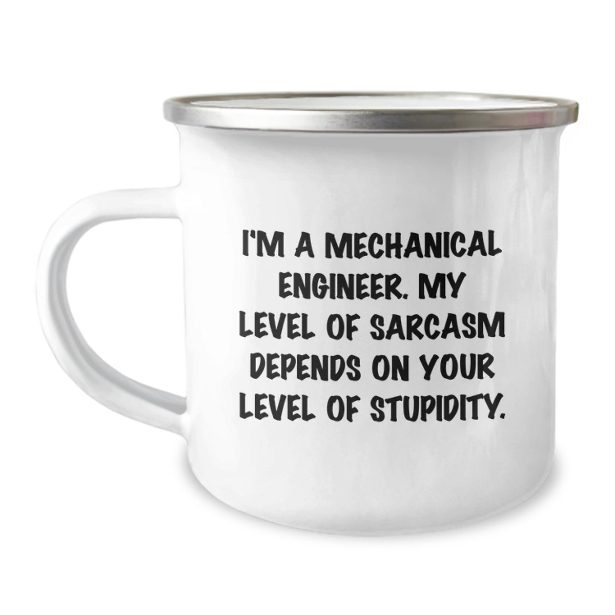 Funny Mechanical Engineer Gifts from Friends, Christmas Unique Gifts for Men, 'I'm A Mechanical Engineer. My Level Of Sarcasm Depends On Your Level Of Stupidity.' Camping Mug - Image 1