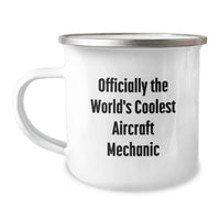 Load image into Gallery viewer, Aircraft Mechanic Love Gift from Friends - 'Officially The World's Coolest Aircraft Mechanic' Camping Mug for Men, Unique Valentine's Gifts for Him - Image 1
