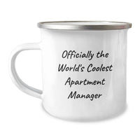 Load image into Gallery viewer, Funny Apartment Manager Gifts - 'Officially The World's Coolest Apartment Manager' Camping Mug, Birthday Unique Gifts from Men to Friends, Perfect for Apartment Manager's Office - Image 1