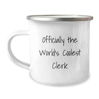 Load image into Gallery viewer, Funny Clerk Gifts from Men - Valentine's Unique Gifts for Clerk Friends, Camping Mug, Officially The World's Coolest Clerk - Image 1