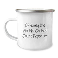 Load image into Gallery viewer, Funny Court Reporter Gifts for Birthday - 'Officially The World's Coolest Court Reporter' Camping Mug from Friends - Image 1