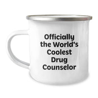 Load image into Gallery viewer, Funny Drug Counselor Gifts from Friends - 'Officially The World's Coolest Drug Counselor' Camping Mug for Birthday Unique Gifts - Image 1
