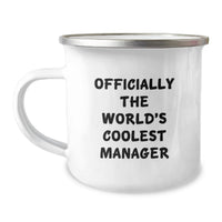Load image into Gallery viewer, Funny Gifts from Men for the Officially World's Coolest Manager, Perfect Camping Mug for Outdoor Adventures, Unique Mother's Day Unique Gifts - Image 1