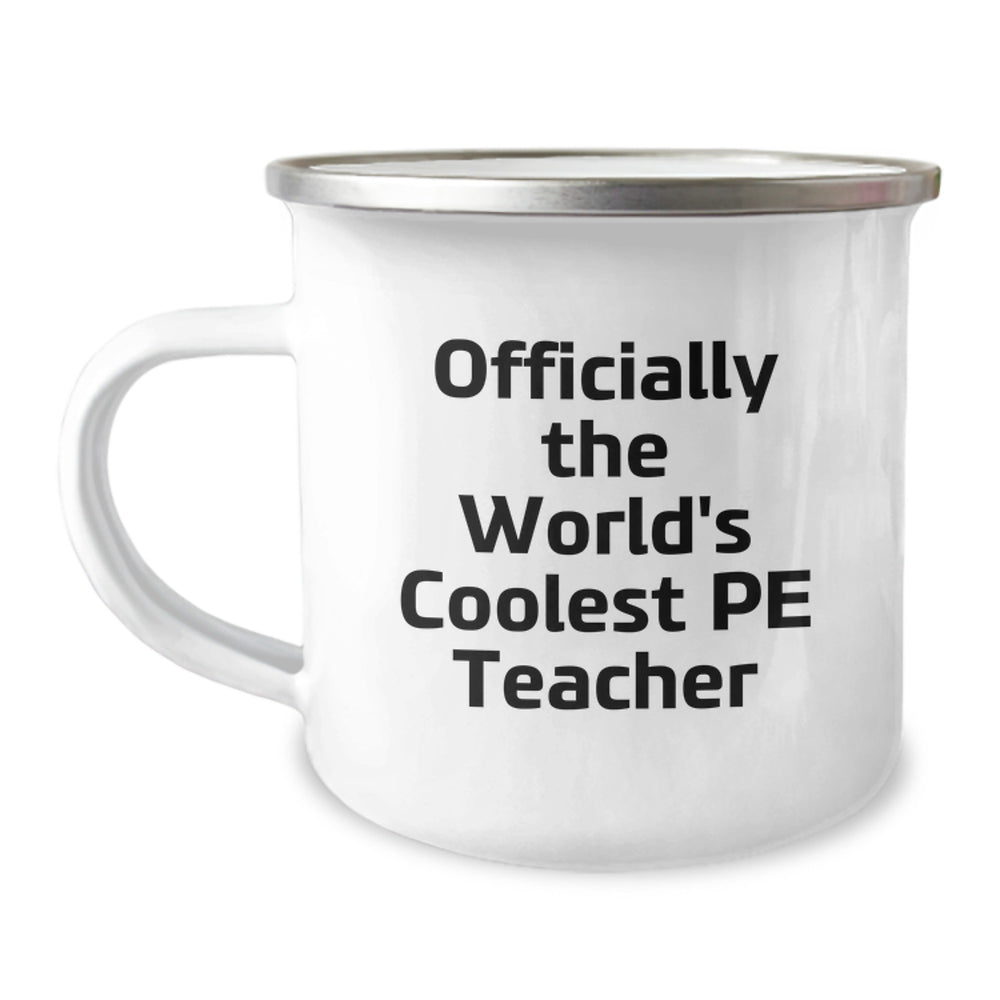 Funny PE Teacher Gifts from Men for World's Coolest PE Teacher Camping Mug Christmas Unique Presents - Image 1