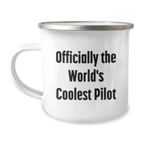 Load image into Gallery viewer, Pilot Gifts for Him - Funny 'Officially The World's Coolest Pilot' Camping Mug, Stainless Steel with Enamel Finish, 12 oz Capacity, Unique Father's Day Unique Gifts from Family - Image 1