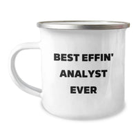 Load image into Gallery viewer, Funny Analyst Gifts for Mom, Best Effin' Analyst Ever Quote Camping Mug, 12 oz Stainless Steel - Image 1