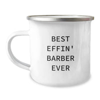 Load image into Gallery viewer, Funny Barber Gifts for Mom - Best Effin' Barber Ever Enamel Camping Mug, Unique Mother's Day Unique Gifts from Family, Friends, Men, Women - Image 1