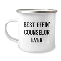 Load image into Gallery viewer, Funny Counselor Gifts for Men from Best Effin&#39; Counselor Ever Camping Mug, Christmas Unique Mugs for Counselor, 12 oz Stainless Steel with Enamel Finish - Image 1
