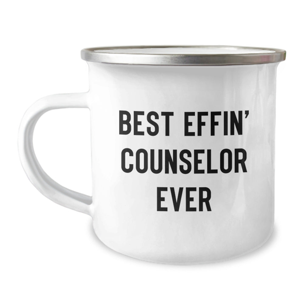 Funny Counselor Gifts for Men from Best Effin' Counselor Ever Camping Mug, Christmas Unique Mugs for Counselor, 12 oz Stainless Steel with Enamel Finish - Image 1