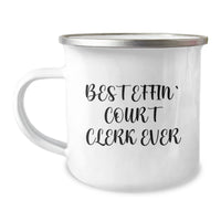 Load image into Gallery viewer, Funny Court Clerk Gifts from Friends, Christmas Unique Court Clerk Mugs for Camping Lover, Best Effin&#39; Court Clerk Ever Mug - Image 1
