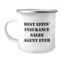 Load image into Gallery viewer, Funny Gifts from Men for Insurance Sales Agent Mother's Day Unique Camping Mug Best Effin' Insurance Sales Agent Ever - Image 1