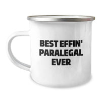 Load image into Gallery viewer, Funny Paralegal Gifts for Him - 'Best Effin' Paralegal Ever' Enamel Camping Mug, Valentine's Unique Gifts from Men to Coworkers - Image 1