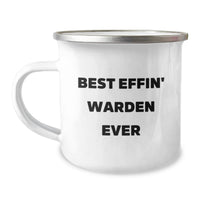 Load image into Gallery viewer, Funny Warden Gifts for Mom - Best Effin' Warden Ever Camping Mug, Stainless Steel with Enamel Finish - Gifts from Family - Perfect for Warden Enthusiasts - Image 1