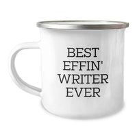 Load image into Gallery viewer, Funny Gifts for Writers from Family, Best Effin' Writer Ever Enamel Camping Mug for Him, Stainless Steel 12 oz - Image 1
