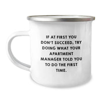 Load image into Gallery viewer, Funny Apartment Manager Gifts for Men - If At First You Don't Succeed, Gifts from Friends for Apartment Manager, 12 oz Stainless Steel Camping Mug - Image 1