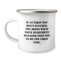 Load image into Gallery viewer, Funny Gifts from Apartment Manager to Dad, 12 oz Stainless Steel Camping Mug, If At First You Don't Succeed - Unique Father's Day Apartment Manager Gifts for Men - Image 1