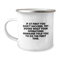 Load image into Gallery viewer, Gifts from Family - Funny Operations Manager Quote Camping Mug for Men - 12 oz Stainless Steel Enamel Finish Father's Day Unique Gifts for Operations Manager Dad - Image 1