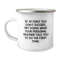 Load image into Gallery viewer, Funny Personal Trainer Mug Gifts from Friends for Graduation, Perfect Motivational Quote for Personal Trainers, Stainless Steel Camping Cup with Enamel Finish - Image 1