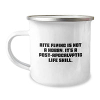 Load image into Gallery viewer, Kite Flying Camping Mug Gifts from Friends, Funny Quote, Birthday Unique Gifts for Kite Flying Enthusiasts, 12 oz Stainless Steel Enamel, Hand Wash - Image 1