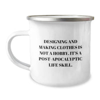 Load image into Gallery viewer, Designing and Making Clothes Enthusiast Gifts for Graduation, Funny Quote, Stainless Steel Camping Mug, 12 oz Capacity - Image 1