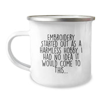 Load image into Gallery viewer, Embroidery Lover Gifts from Friends and Family - Funny Embroidery Quote Birthday Unique Gifts for Women Men - 12 oz Stainless Steel Camping Mug - Image 1