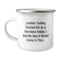 Load image into Gallery viewer, Leather Tooling Enthusiast's Camping Mug Gifts from Friends to Graduation Unique Gift - Image 1