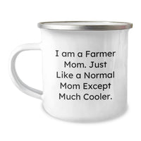 Load image into Gallery viewer, Funny Gift for Farmer Mom - 'I Am A Farmer Mom', Enamel Camping Mug for Graduation, 12 oz Stainless Steel - Image 1