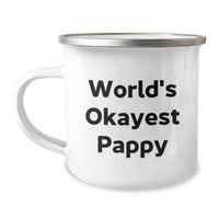 Load image into Gallery viewer, Funny Pappy Gifts for Men Graduation Unique Ideas Camping Mug with World's Okayest Pappy Quote, Camping Mug for Pappy's Special Day - Image 1