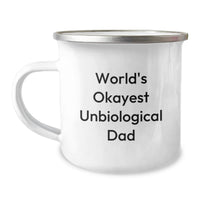 Load image into Gallery viewer, Funny Unbiological Dad Gifts from Men for Graduation Unique Unique Camping Mug with World's Okayest Unbiological Dad Quote - Image 1