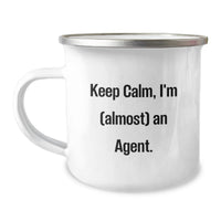 Load image into Gallery viewer, Funny Agent Gifts for Men - Camping Mug Keeps Calm I'm (almost) An Agent, Ideal for Graduation Unique Presents - Image 1