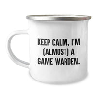 Load image into Gallery viewer, Funny Game Warden Gifts for Men, Keep Calm I'm (almost) A Game Warden Camping Mug, Graduation Unique Gifts from Friends - Image 1