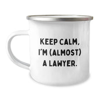 Load image into Gallery viewer, Funny Lawyer Gifts for Men, Keep Calm I'm Almost a Lawyer Camping Mug, Unique Graduation Gifts from Friends to Lawyer Colleagues - Image 1