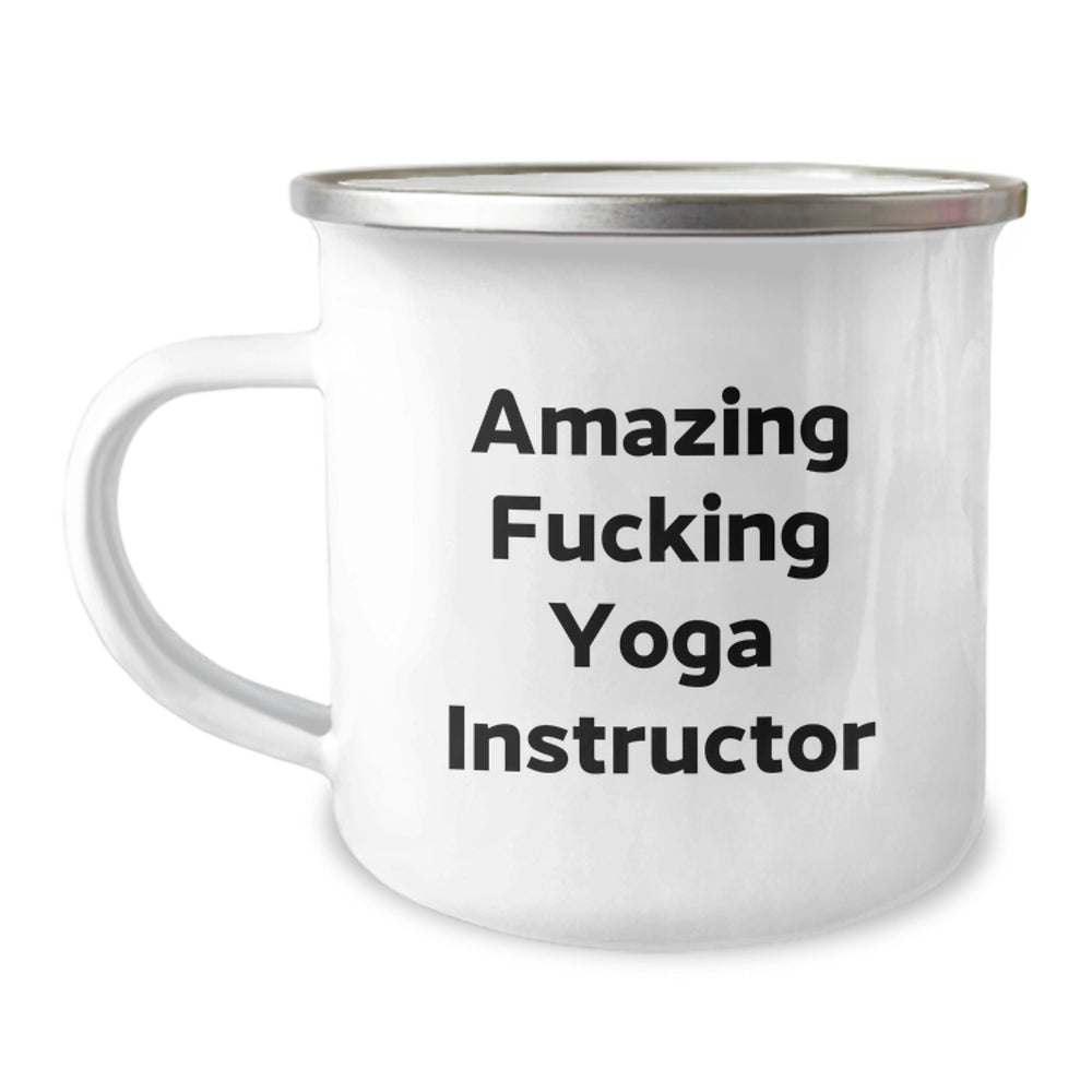 Funny Yoga Instructor Gifts from Friends - 'Amazing F--king Yoga Instructor' Quote Camping Mug for Yoga Instructor Birthday - Image 1