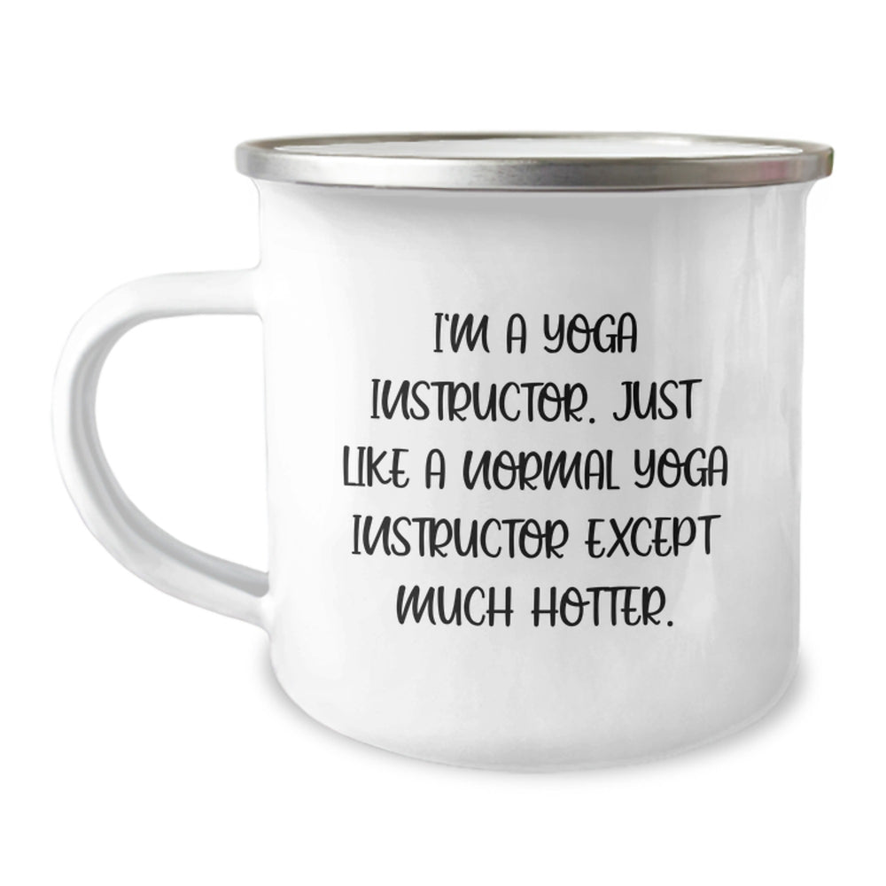 Funny Yoga Instructor Gifts from Friends - 'Hotter' Camping Mug for Birthday - Unique Yoga Instructor Present - Image 1