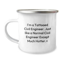 Load image into Gallery viewer, Civil Engineer Gifts for Men - Funny 'I'm A Tattooed Civil Engineer' Camping Mug for Graduation Unique Gifts from Friends - Image 1